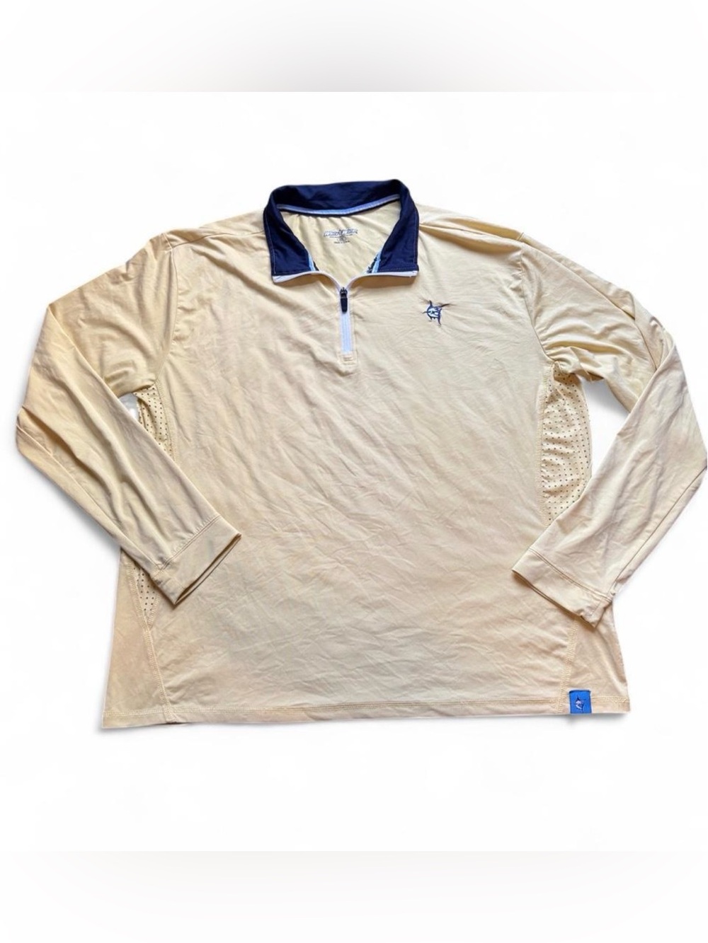 White Water Life yellow & navy blue long sleeve quarter zip shirt in XXL